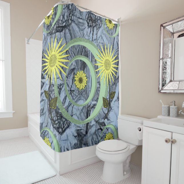 Shower curtain sunflowers (In Situ)
