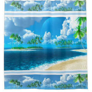 Shower Curtain/Tropical Beach with Palm Trees Shower Curtain