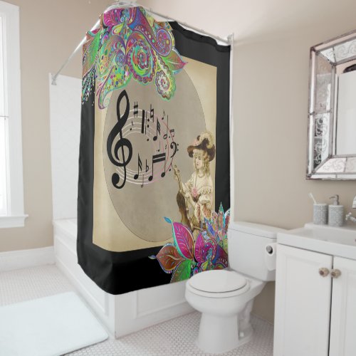 Shower Curtain Victorian Woman Floral