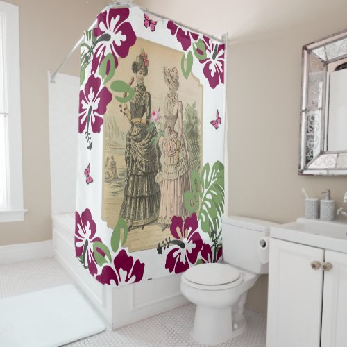 Shower Curtain Victorian Women Floral