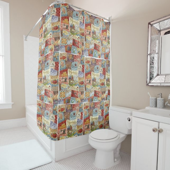 Shower Curtain Vintage Sewing (In Situ)