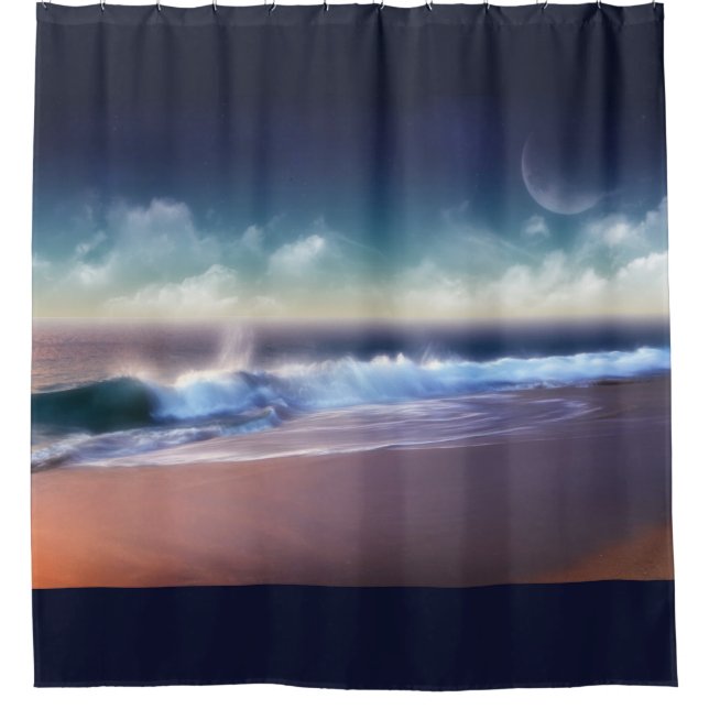 Shower Curtain/Waves on Beach Curtain (Front)
