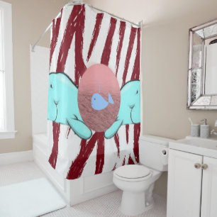 Shower curtain whales