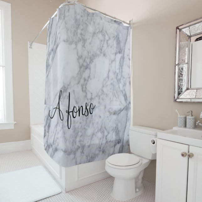 Shower Curtain White Marble (In Situ)