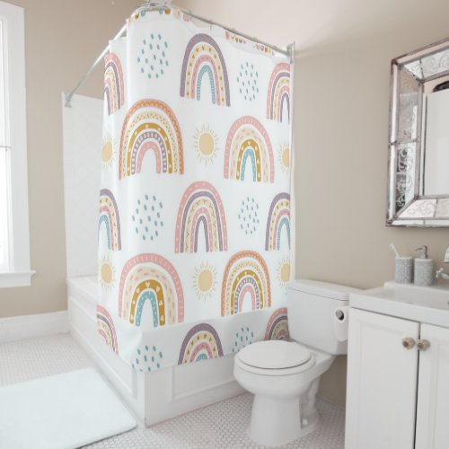 Shower Curtain White Watercolor