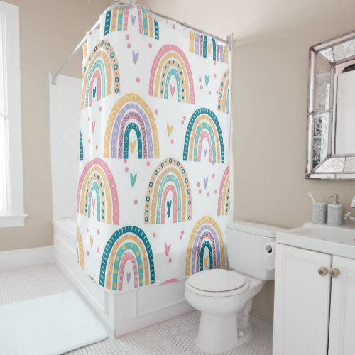 Shower Curtain White Watercolor