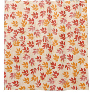 Shower Curtain with Autumn Leaves Pattern