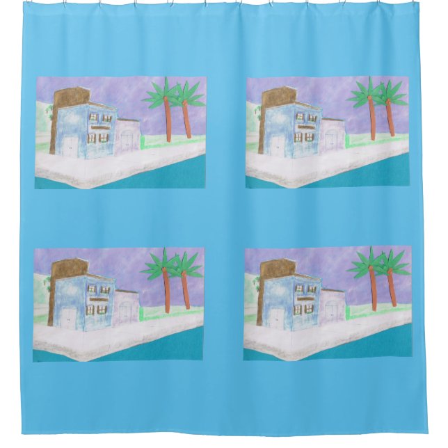 Shower Curtain with Caribbean Design (Front)