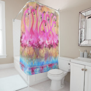 Shower Curtain with Flamingos