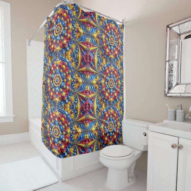  Shower Curtain with Romanian Colors (In Situ)