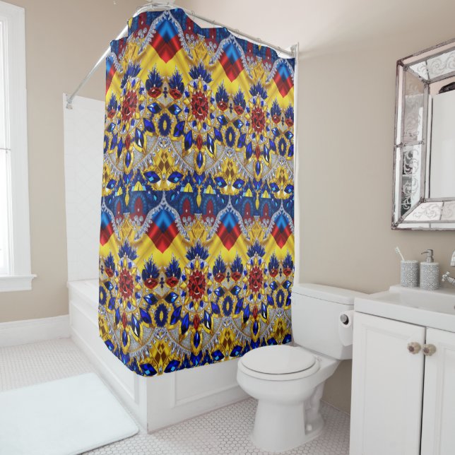  Shower Curtain with Romanian Colors (In Situ)