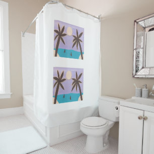 Shower Curtain with Silhouetted Palm Trees