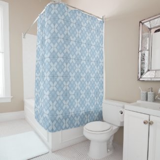 Shower Curtain - Woven Lattice in Blue