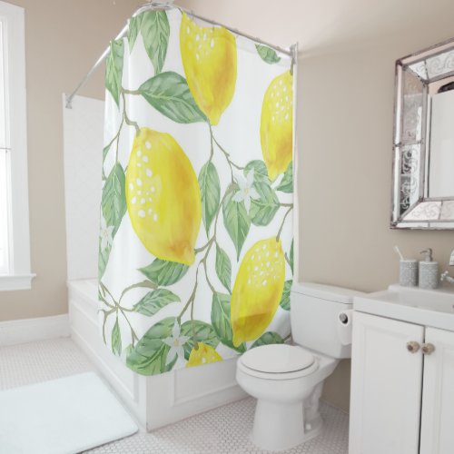 Shower Curtain Yellow Lemons