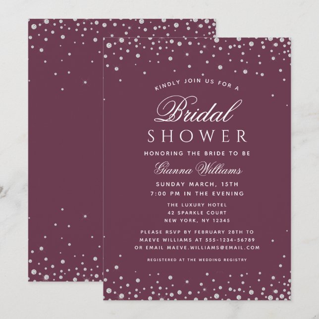 Shower Diamonds Modern Luxury Bridal Shower Invitation (Front/Back)