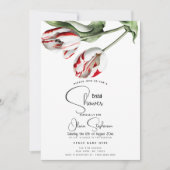Shower | Floral Red and White Rembrandt Tulips Invitation (Front)
