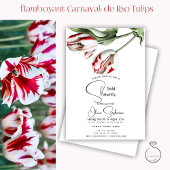 Shower | Floral Red and White Rembrandt Tulips Invitation