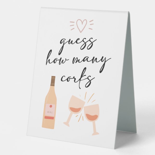 Shower Game - Guess How Many Corks | Wedding/Baby Table Tent (Front)