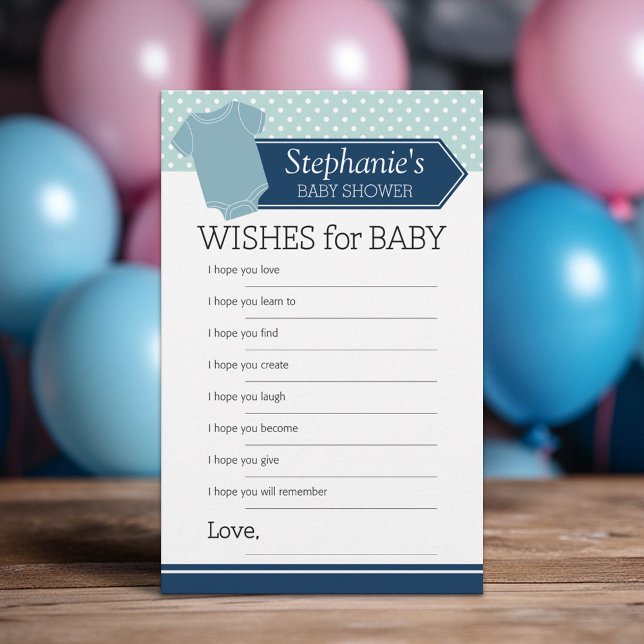 Shower Game Wishes for Baby Boy  - Pastel Blue Tee (Custom Baby Shower Games)