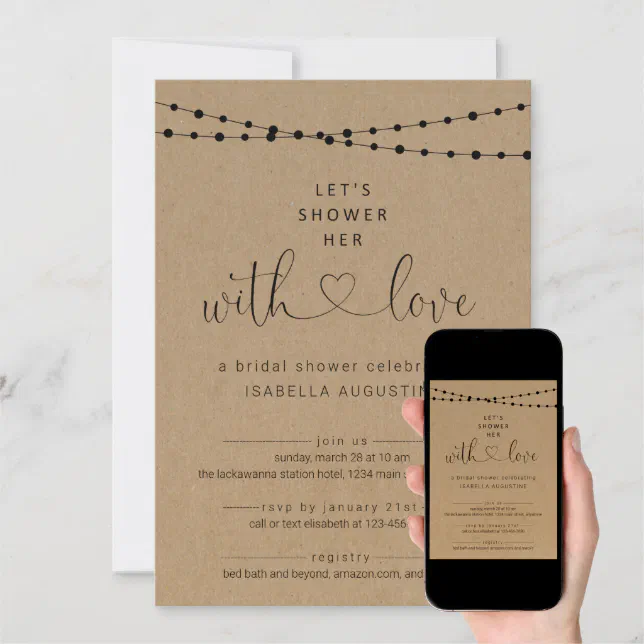 Shower Her with Love Bridal Shower Invitation Zazzle