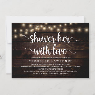 Shower Her With Love, Rustic Bridal Shower Invitation