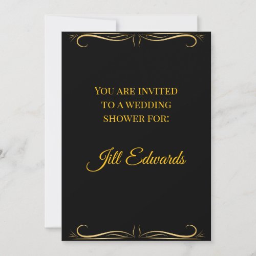 Shower Invitation-Elegant Black and Gold Wedding  Invitation