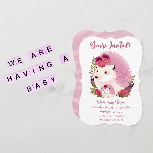 Shower Invitation _Mommy and Baby Girl Hedgehogs