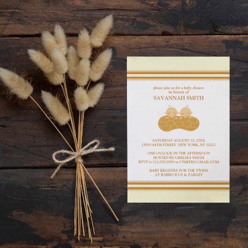 Twins in a Peanut Shell Baby Shower Invitations
