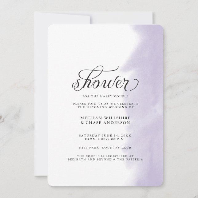 Shower Invite | Lilac Watercolor Stroke (Front)
