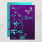 Shower Invite | Purple Teal, Floral, Butterflies (Front/Back)