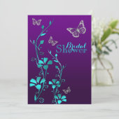 Shower Invite | Purple Teal, Floral, Butterflies (Standing Front)