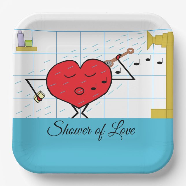 Shower Love Flows:  Bridal Party Paper Plates (Front)