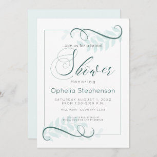 Shower Modern Mint Leaves Jade Accents Invitation