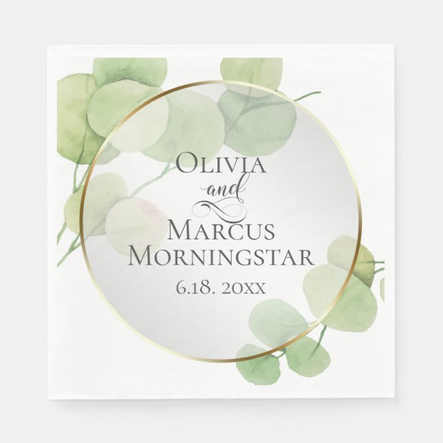 Shower | Modern Springtime Eucalyptus Napkins (Front)