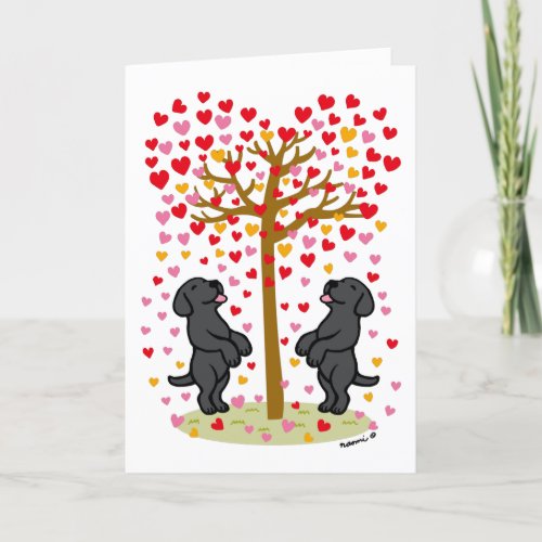 Shower of Hearts Black Labrador Anniversary Holiday Card