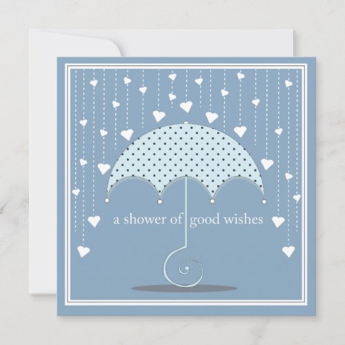 Shower of Hearts Blue Baby Shower Invitation