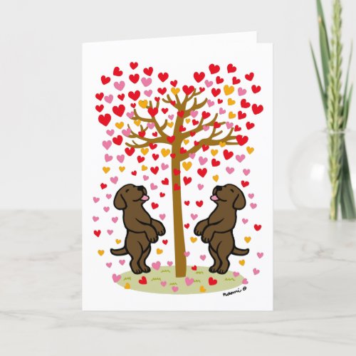 Shower of Hearts Chocolate Labrador Anniversary Holiday Card