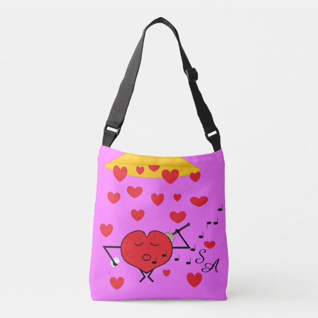 Shower of Hearts:  Fuchsia Crossbody Bag (Front)