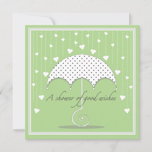 Shower of Hearts Green Baby Shower Invitation
