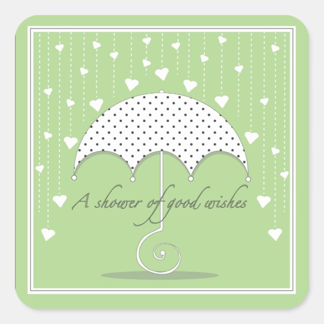 Shower of Hearts Green Baby Shower Sticker (Front)