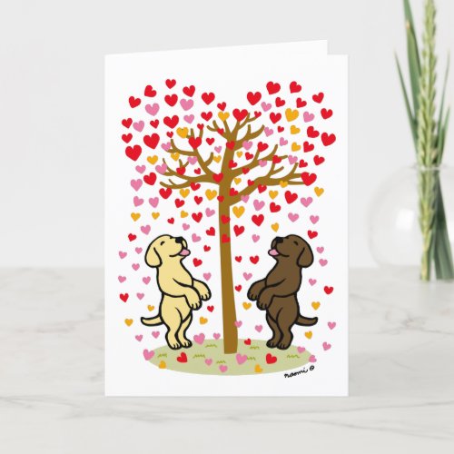 Shower of Hearts Labrador Anniversary Holiday Card