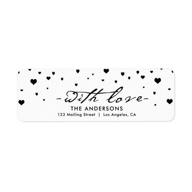 Shower of Hearts Modern Valentine's Day Label (Front)