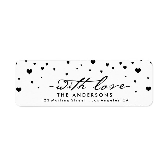 Shower of Hearts Modern Valentine's Day Label (Front)
