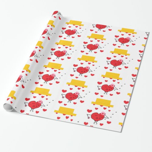 Shower of Hearts Valentines Day Wrapping Paper