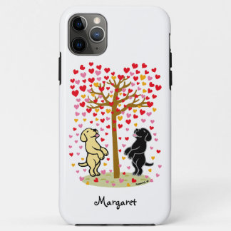Shower of Hearts Yellow and Black Labrador Couple iPhone 11 Pro Max Case