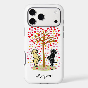 Shower of Hearts Yellow and Black Labrador Couple iPhone 17 Pro Max Case
