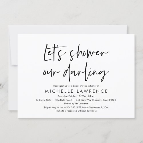 Shower our darling Modern Casual Bridal Shower Invitation