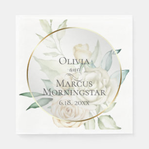 Shower   Pale Yellow Blush Watercolor Roses Napkins