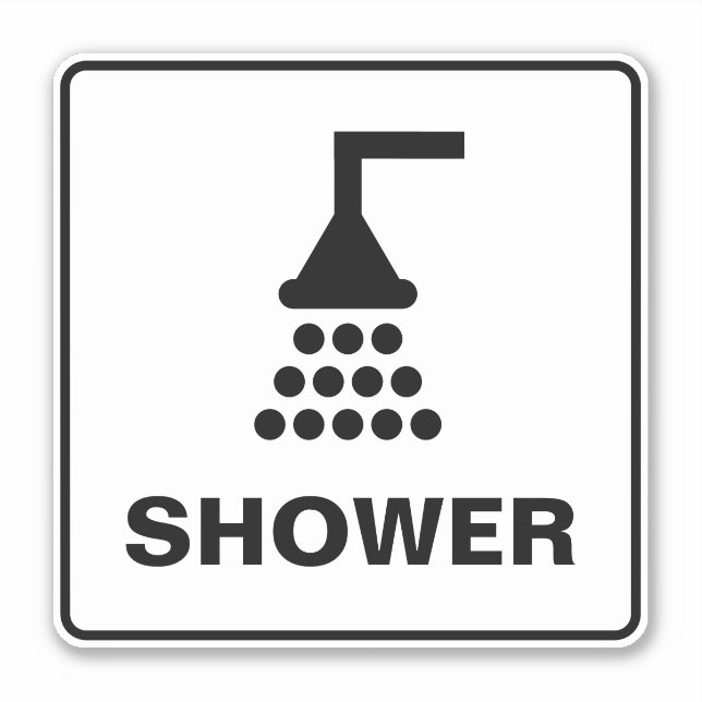 Shower symbol sign vinyl sticker for pool or spa (Front)
