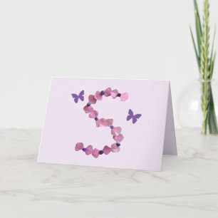 Shower Thank You Pink Letter S Butterfly Floral